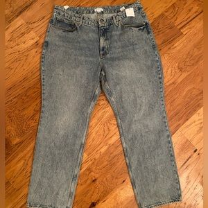 GOOD AMERICAN Women's Blue Good '90s Deep V Indigo Wide Jean size 16 NWT w tare